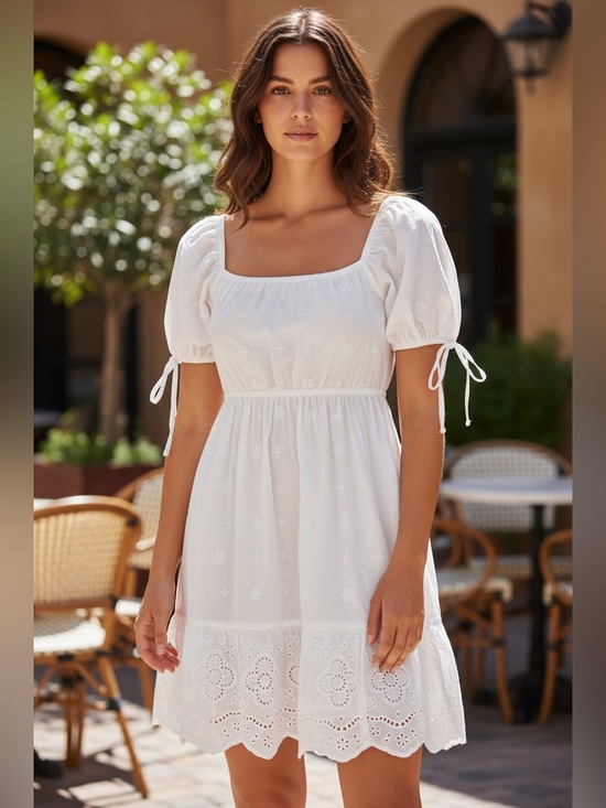 Sim and Sam Dresses & Skirts - White Puff Sleeve Mini Dress Size Small New NWT